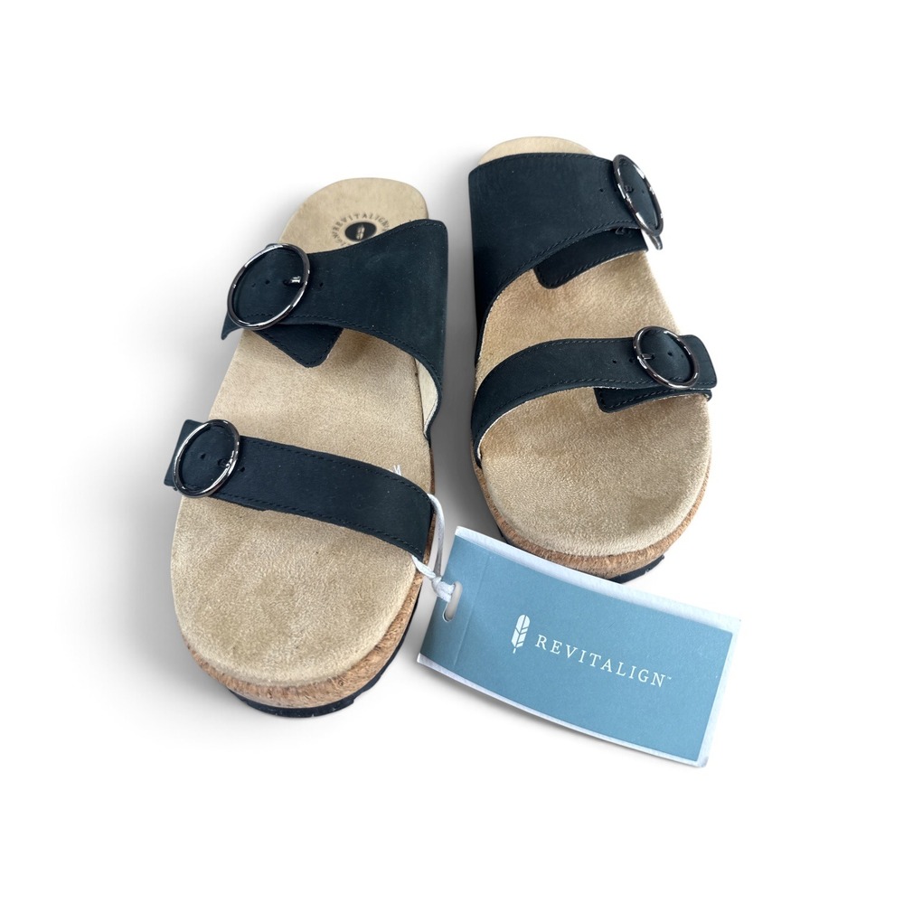 Revitalign Breakwater Cove Black Slide Sandals Orthotic Comfort RV1028BLK110